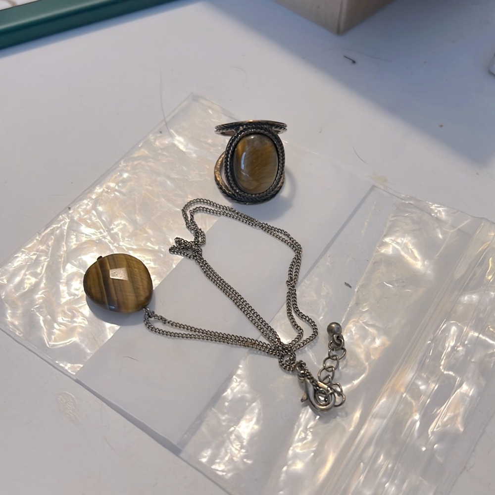 Brown Set - Necklace And Statement Ring - image 1